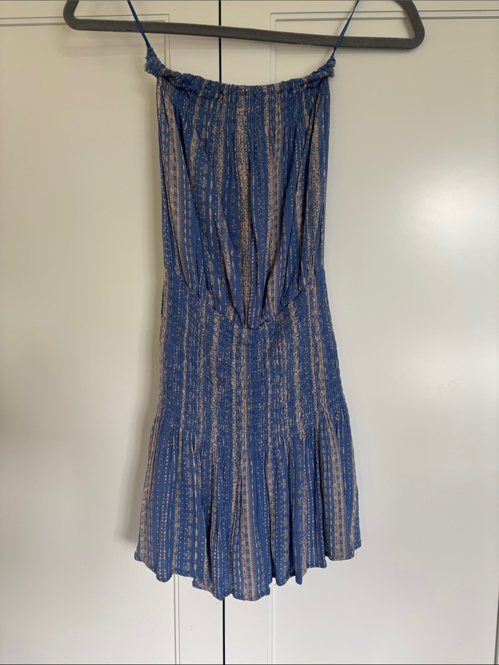 Skylar + Madison Blue and Beige Striped Mini Skort/Dress/Romper